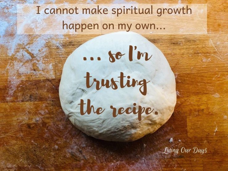 I cannot make spiritual growth happen on my own, so I'm trusting the recipe.
