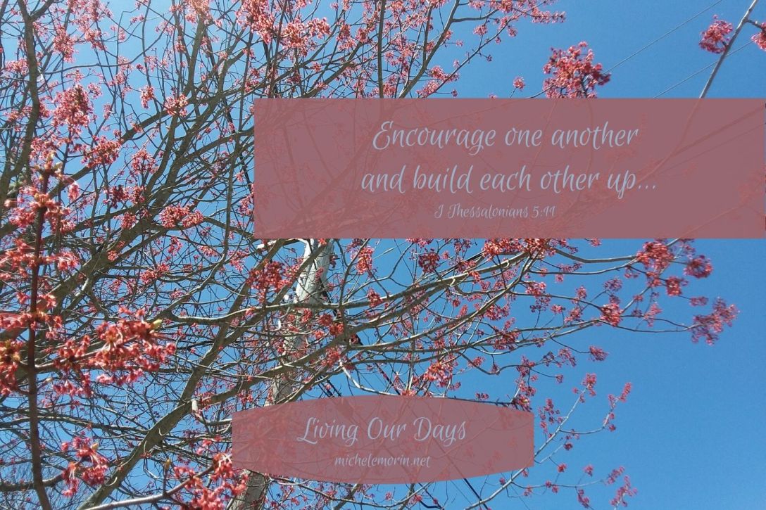 Therefore encourage one another and build each other up, just as in fact you are doing."  (I Thessalonians 5:11)